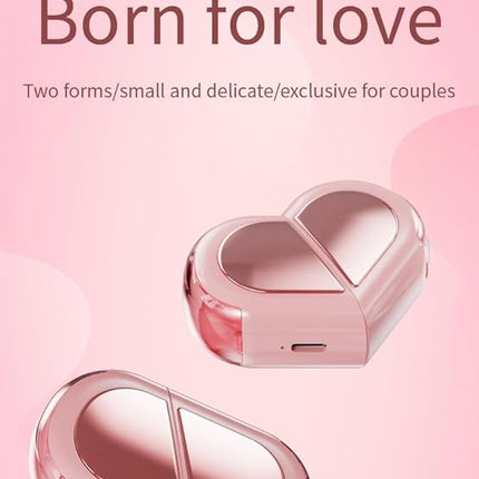 Pink Heart Wireless Earbuds for Girls Kids, Cute Mini Tiny Small Invisible Earbuds Wireless Bluetooth for Small Ears Canals Women Rose Gold Kawai Blue Tooth Ear Buds for iPhone Android