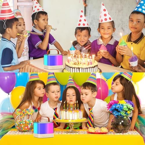 PEETTA Mini Karaoke Machine for Kids and Adults, Portable Bluetooth Karaoke Speaker, Mini Karaoke Machine with 2 Wireless Microphones and Led Lights, Birthday Gifts Toys for Girls Boys Family (Beige)