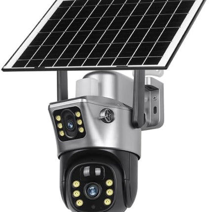 Solar Two Screens Camera Outdoor Solar | 4G Dual Lens 4MP HD CCTV Security Camera with Color Night Vision, 355° Pan 90° Tilt, IP66 Waterproof
