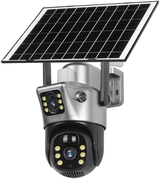 Solar Two Screens Camera Outdoor Solar | 4G Dual Lens 4MP HD CCTV Security Camera with Color Night Vision, 355° Pan 90° Tilt, IP66 Waterproof