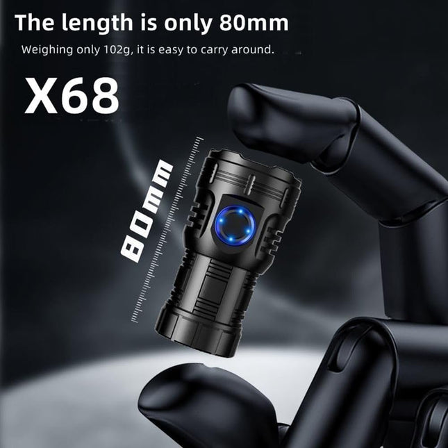 PEETTA X68 Mini LED Flashlight Type C USB Rechargeable Bright 8 LED Light Source Small Torch 8 Modes Waterproof Long Battery Life with Tail Magnet, Clip, Battery for Outdoor, EDC Carry, Hiking
