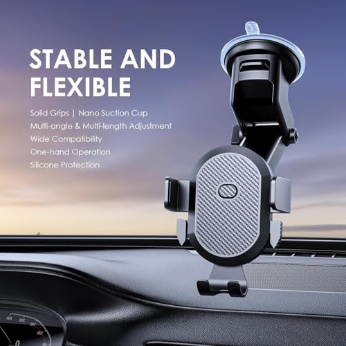 PEETTA Car Mount Stable Car Phone Holder Universal Long Arm ,Mobile Charger,360°Adjustable Magnet Head ,Compatible with Phones of Various Sizes