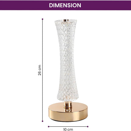Creative Crystal LED Table Lamp – Touch Dimmable 3 Color Modes USB Rechargeable Bedside Night Light