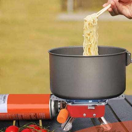 PEETTA Gas Burner for Outdoor Camping, Hiking, Travelling | Stainless Steel Cylinder, Folding Furnace, Camping Equipment, Gas Stove with Pouch
