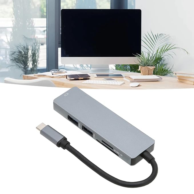 5 in 1 USB C Hub, 5 in 1 Fast Heat Dissipation USB C to 4K Hub for Travel