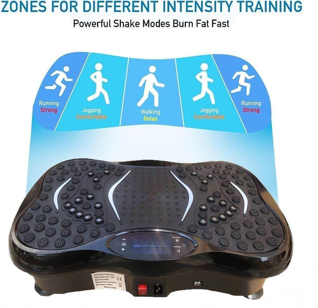 Vibration Plate Exercise Machine for Home Use | Whole Body Vibration Fitness Trainer with Bluetooth Speaker, 5 Programs & Resistance Bands
