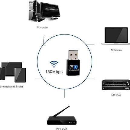 USB WiFi Bluetooth Adapter 150Mbps Network Card Wireless Dongle for PC Laptop Desktop 2.4GHz Band 802.11N