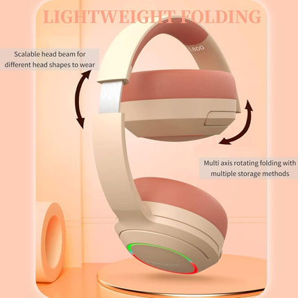 Life Studio L800 Wireless Gaming Headset with RGB LED – Bluetooth 5.1 Stereo Headphones with Mic, 40mm Bass Driver, Foldable, TF Card & 3.5mm Support