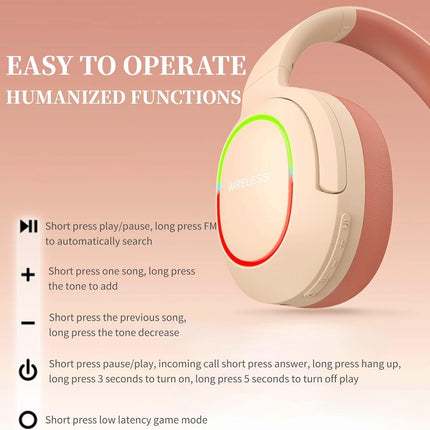 Life Studio L800 Wireless Gaming Headset with RGB LED – Bluetooth 5.1 Stereo Headphones with Mic, 40mm Bass Driver, Foldable, TF Card & 3.5mm Support