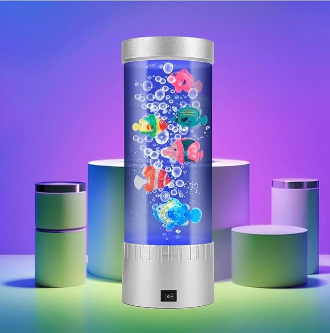Fake Fish Tank Mini Bubble Lamp – Fake Aquarium - Color Changing Sensory Lamp- 12 Inch.