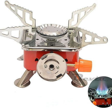 PEETTA Gas Burner for Outdoor Camping, Hiking, Travelling | Stainless Steel Cylinder, Folding Furnace, Camping Equipment, Gas Stove with Pouch