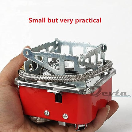 PEETTA Gas Burner for Outdoor Camping, Hiking, Travelling | Stainless Steel Cylinder, Folding Furnace, Camping Equipment, Gas Stove with Pouch