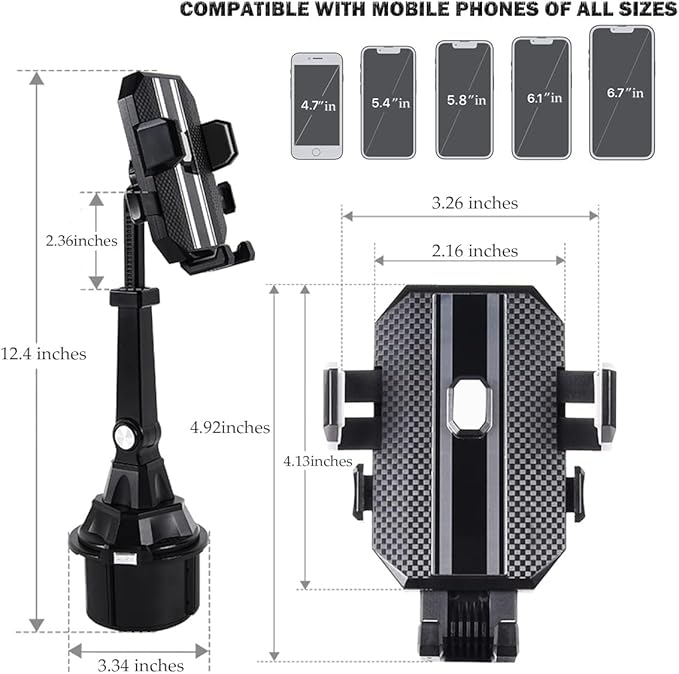PEETTA Adjustable Car Phone Mount Holder, Universal Fit, Metallic Grey