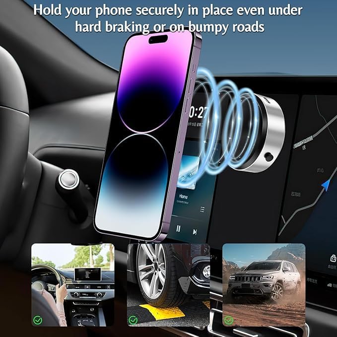 PEETTA Magnetic Car Phone Holder Mount | Universal Military-Grade Vacuum Suction Cup for Windshield & Dashboard - 360° Rotation, Stable Glass Vacuum Adsorption, Type-C Intelligent Mobile Bracket