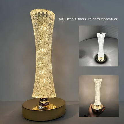 Creative Crystal LED Table Lamp – Touch Dimmable 3 Color Modes USB Rechargeable Bedside Night Light