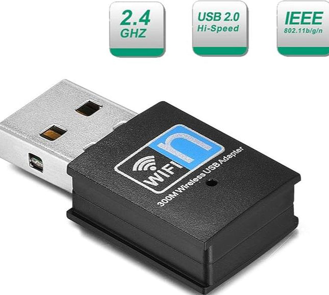 WiFi Dongle, 300Mbps Mini Wireless Network USB Wi-Fi Adapter for PC Desktop Laptop - Supports Windows 10/8/8.1/7/Vista/XP, macOS, and Linux