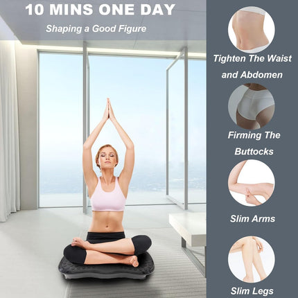 Vibration Plate Exercise Machine for Home Use | Whole Body Vibration Fitness Trainer with Bluetooth Speaker, 5 Programs & Resistance Bands