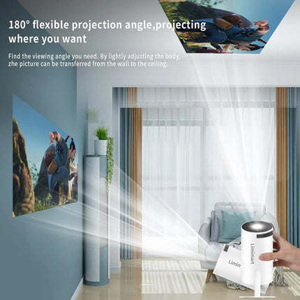 PEETTA Smart Mini Projector 4K 5G WIFI, Big Screen Experience with Premium 360 Sound, 5.0 Bluetooth Movie Projector Compatible With Android/iOS/Windows/TV Stick/HDMI/USB/Audio 3.5 White