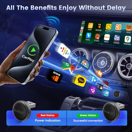 Carlinkit Mini Ultra3 Wireless CarPlay & Android Auto Adapter | Plug & Play 2.4G/5G WiFi for OEM Wired Cars