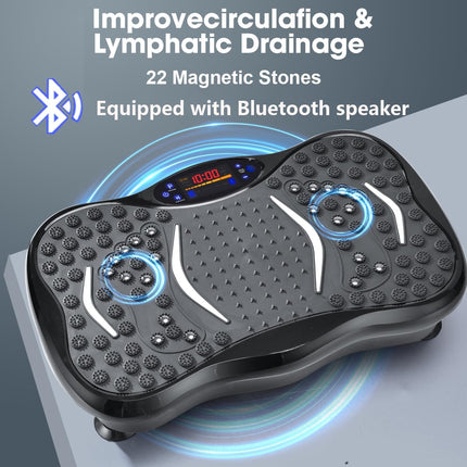 Vibration Plate Exercise Machine for Home Use | Whole Body Vibration Fitness Trainer with Bluetooth Speaker, 5 Programs & Resistance Bands