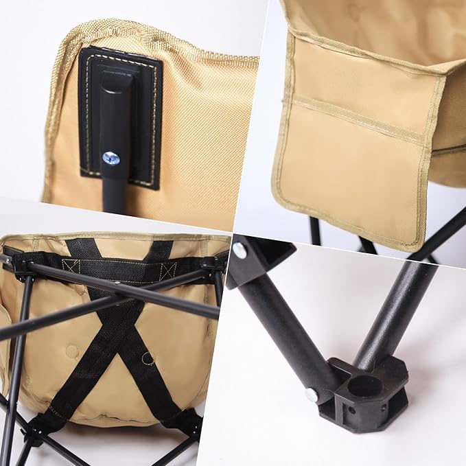 Toborher High Back Folding Camping Chair, Upgraded Thickened Steel Pipe, Padded with Cotton, Side Pocket & Carry Bag