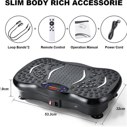 Vibration Plate Exercise Machine for Home Use | Whole Body Vibration Fitness Trainer with Bluetooth Speaker, 5 Programs & Resistance Bands