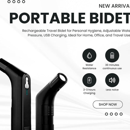 Compact Bidet Sprayer for Travel – Portable Electric Shattaf (شطاف المسافر), USB Rechargeable Handheld Bidet with Adjustable Water Pressure