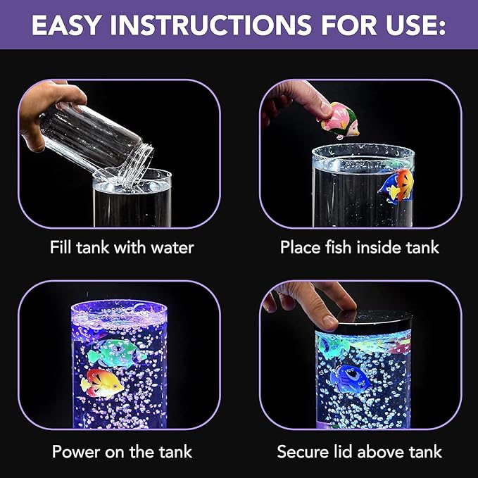 Fake Fish Tank Mini Bubble Lamp – Fake Aquarium - Color Changing Sensory Lamp- 12 Inch.