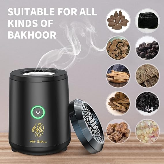 PEETTA Bukhoor Burner, Electric Oud Incense, Aroma Diffuser with long lasting battery, Usb Rechargeable, Great gift for Home, Car, Desert Camping & Travel.