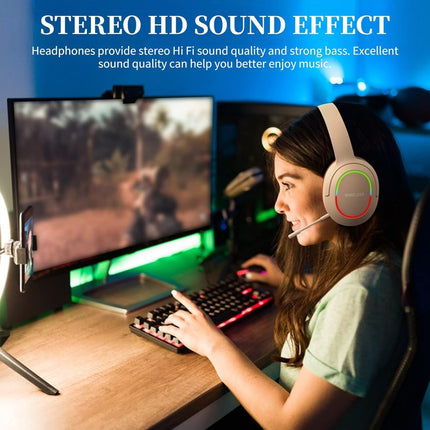 Life Studio L800 Wireless Gaming Headset with RGB LED – Bluetooth 5.1 Stereo Headphones with Mic, 40mm Bass Driver, Foldable, TF Card & 3.5mm Support