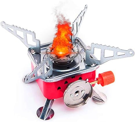 PEETTA Gas Burner for Outdoor Camping, Hiking, Travelling | Stainless Steel Cylinder, Folding Furnace, Camping Equipment, Gas Stove with Pouch