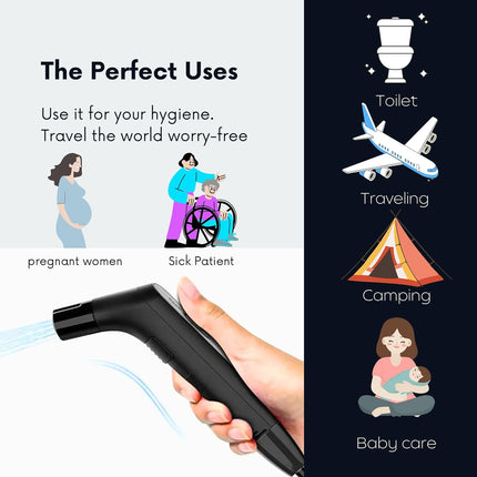 Compact Bidet Sprayer for Travel – Portable Electric Shattaf (شطاف المسافر), USB Rechargeable Handheld Bidet with Adjustable Water Pressure