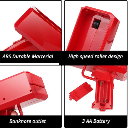 Supueme Money Gun — Battery-Powered Cash Cannon with 100 Prop Bills | Party, Wedding & Club Toy