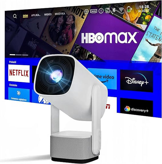 PEETTA Portable Mini Cinema Rechargeable Projector 5000 Lumens HD Smart Projector With 150 Inches Screen Display Lamp 4K Cinema Projector 230 Degree Rotating Screen Mobile Phone Projection (HY400)