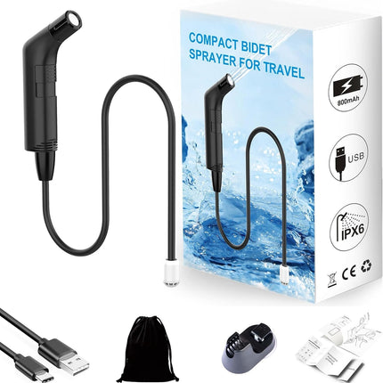 Compact Bidet Sprayer for Travel – Portable Electric Shattaf (شطاف المسافر), USB Rechargeable Handheld Bidet with Adjustable Water Pressure