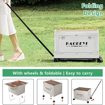 Folding Camping Table with Storage Box & Wheels | Portable Expandable Outdoor Picnic & Beach Table Organizer