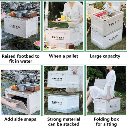 Folding Camping Table with Storage Box & Wheels | Portable Expandable Outdoor Picnic & Beach Table Organizer