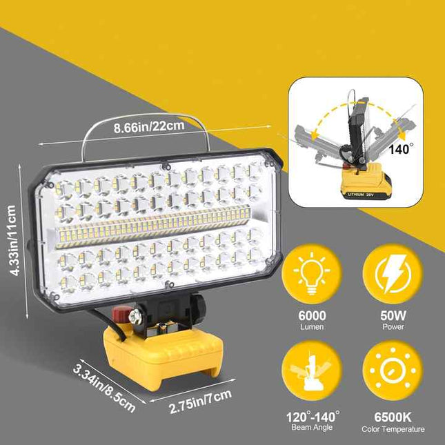 PEETTA 4000LM 35W Cordless Rechargeable Magnetic LED Work Light – Battery Operated, Magnetic Base, and Hook for Hands-Free Use – Portable LED Work Light for Garage, Workshop, and Outdoor Projects