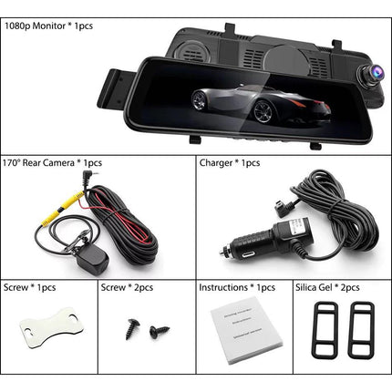 Starlight Night Vision Dash Cam with 170° Rear Camera | 9.66 Inch Full HD 1080P
