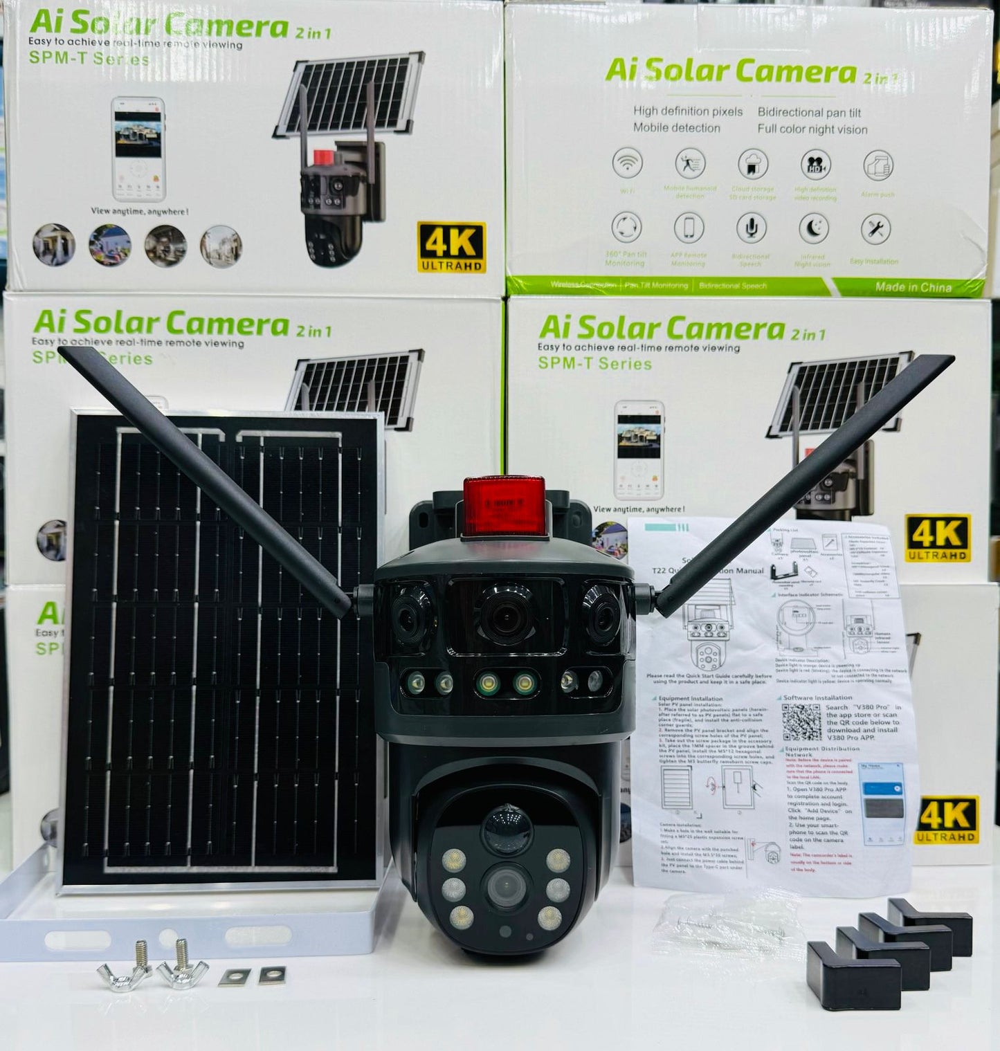 AI Solar Camera 2 in 1 SPM-T Series | 4G Pro WiFi Outdoor Security Camera | 6MP/8MP Full Colour Night Vision | Dual SIM & WiFi Connectivity