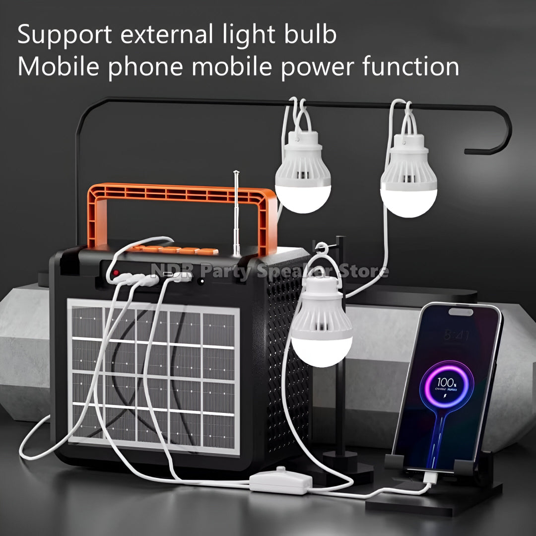 LP V96 Outdoor Solar Bluetooth Speaker with 10W Power, Flashlight, Power Bank & FM Radio – 4500mAh Battery