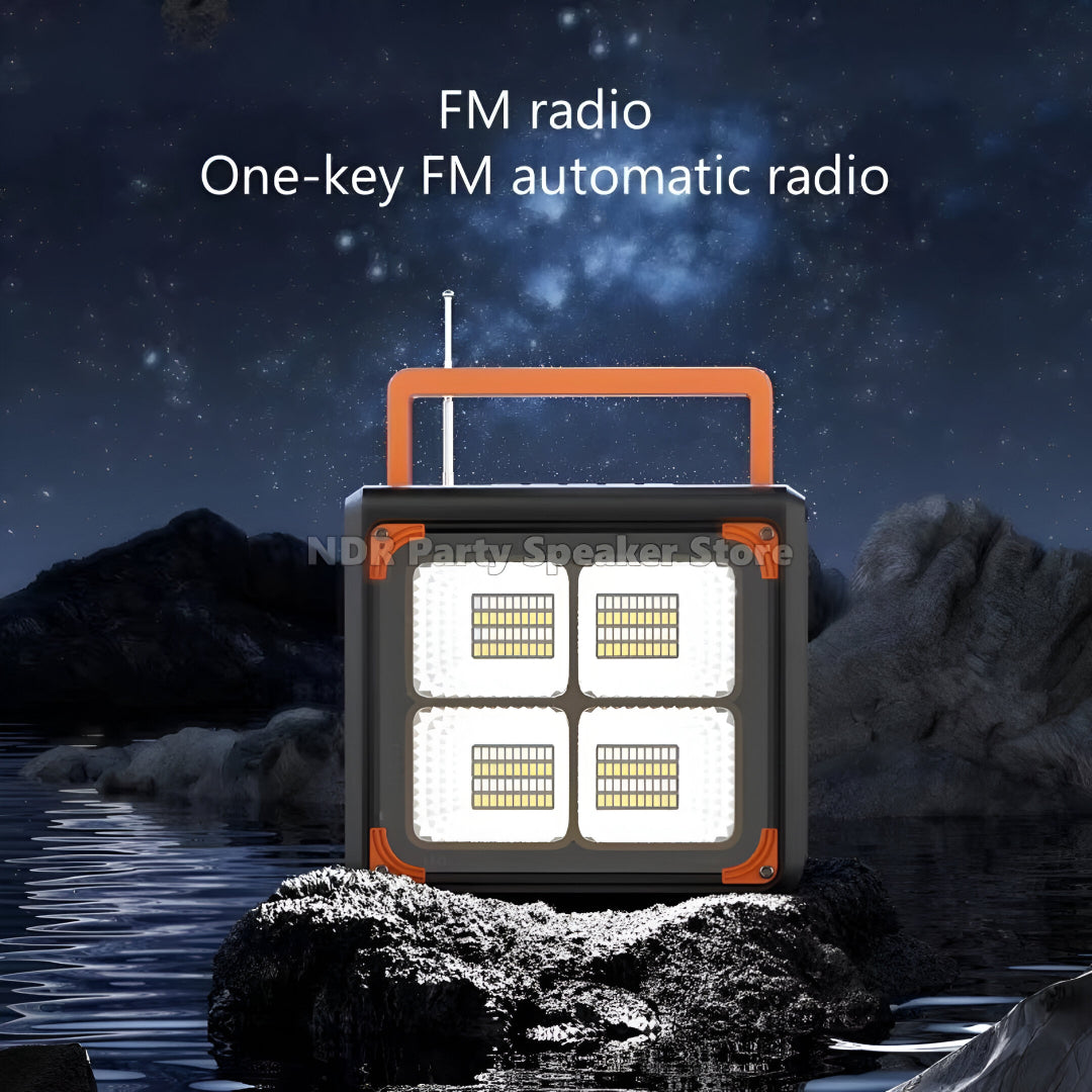 LP V96 Outdoor Solar Bluetooth Speaker with 10W Power, Flashlight, Power Bank & FM Radio – 4500mAh Battery