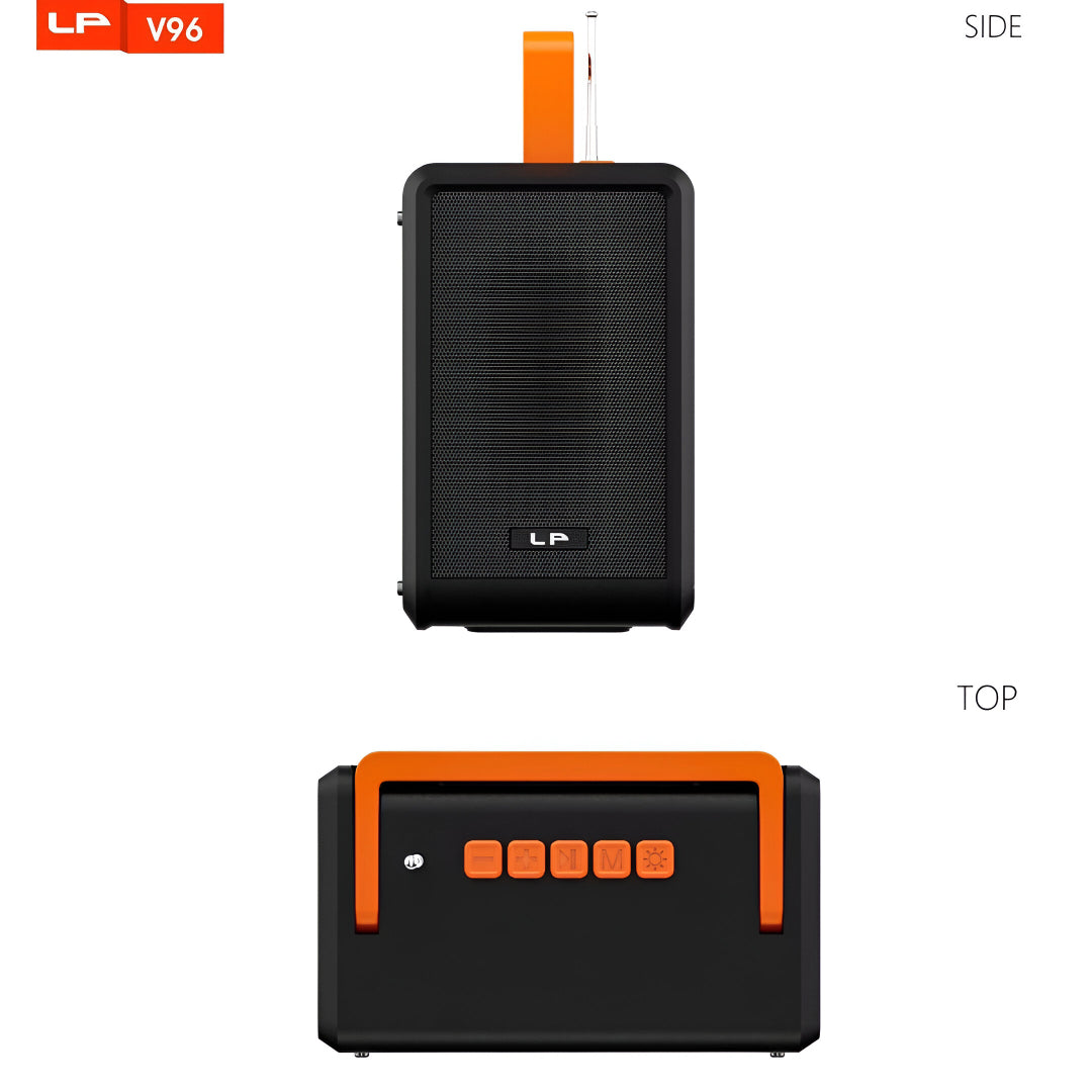 LP V96 Outdoor Solar Bluetooth Speaker with 10W Power, Flashlight, Power Bank & FM Radio – 4500mAh Battery