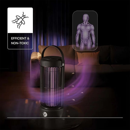 LED Electric Shock Mosquito Lamp – Portable 360° UV Bug Zapper with 3000V Shock, Rechargeable via USB-C, Quiet & Non-Toxic for Indoor & Outdoor Use