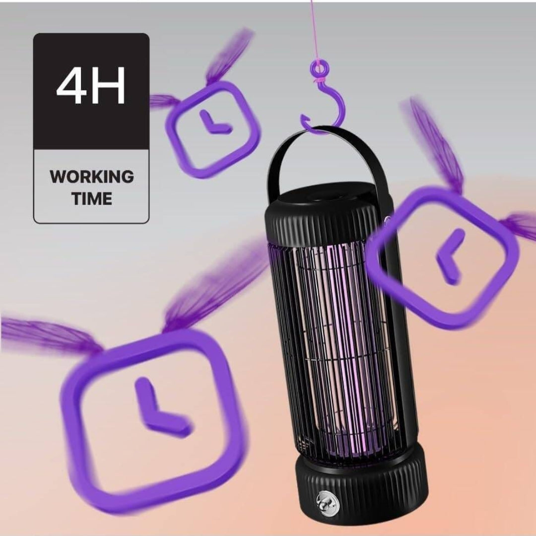 LED Electric Shock Mosquito Lamp – Portable 360° UV Bug Zapper with 3000V Shock, Rechargeable via USB-C, Quiet & Non-Toxic for Indoor & Outdoor Use