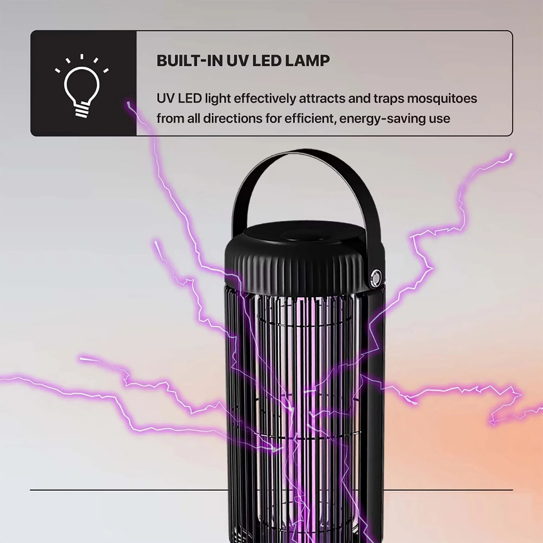 LED Electric Shock Mosquito Lamp – Portable 360° UV Bug Zapper with 3000V Shock, Rechargeable via USB-C, Quiet & Non-Toxic for Indoor & Outdoor Use