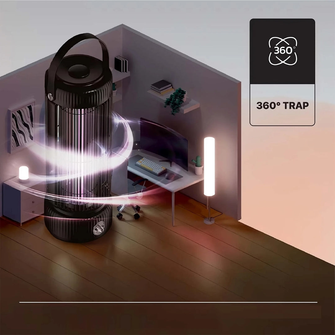 LED Electric Shock Mosquito Lamp – Portable 360° UV Bug Zapper with 3000V Shock, Rechargeable via USB-C, Quiet & Non-Toxic for Indoor & Outdoor Use