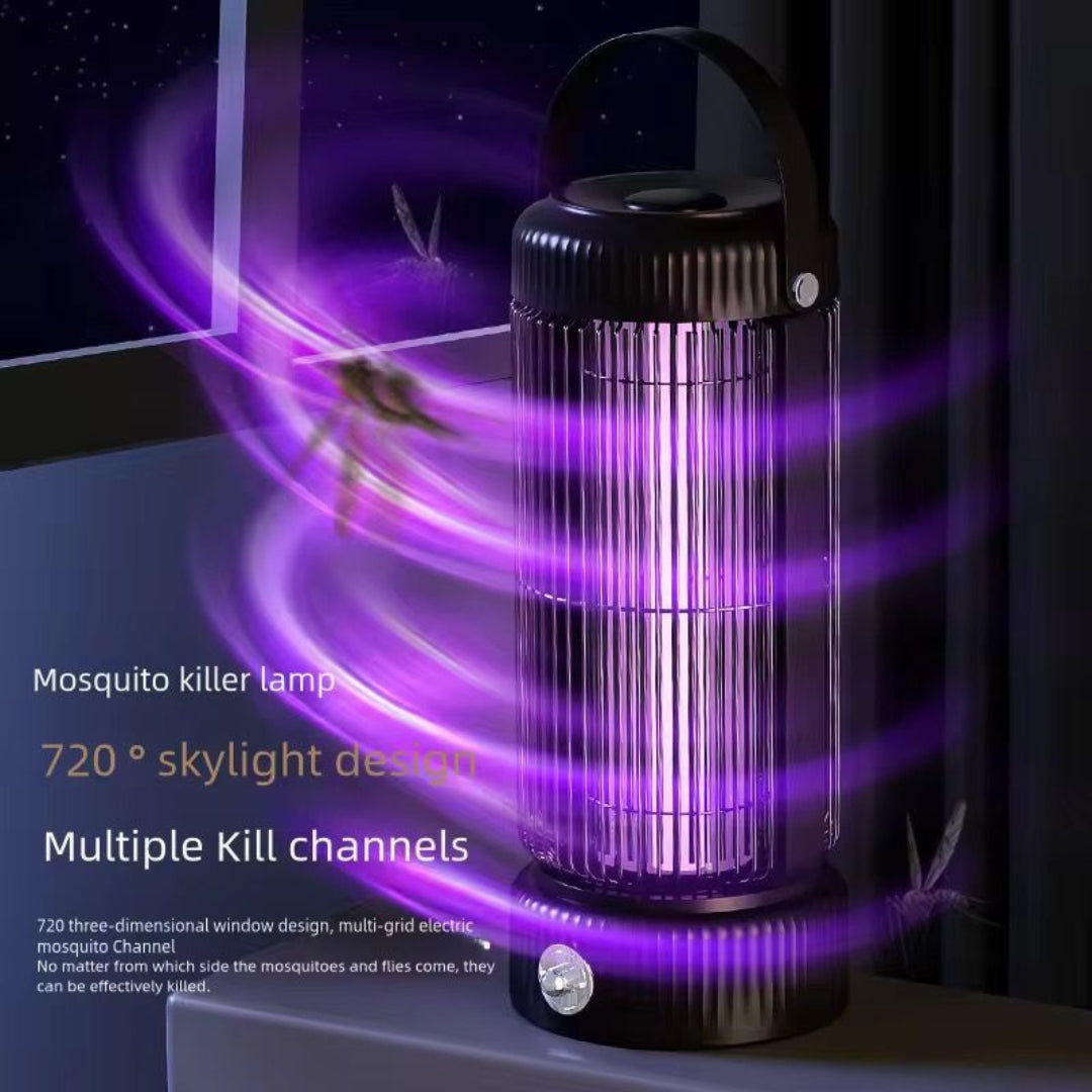 LED Electric Shock Mosquito Lamp – Portable 360° UV Bug Zapper with 3000V Shock, Rechargeable via USB-C, Quiet & Non-Toxic for Indoor & Outdoor Use