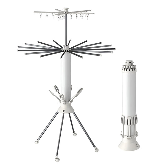 360° Rotating Foldable Clothes Drying Rack – Heavy-Duty Portable Laundry Stand with Wheels for Indoor & Outdoor Use