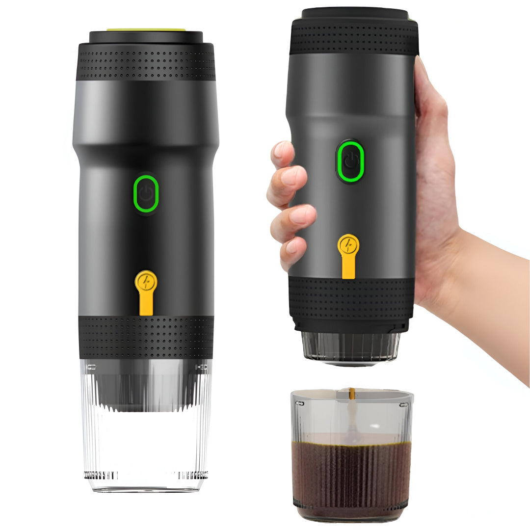 Portable Electric Espresso Maker – 20 Bar Pressure, USB & Car Charger, Self-Heating, 3-in-1 Capsule Compatible